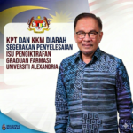 Isu Pengiktirafan Graduan Farmasi Universiti Alexandria: KPT, KKM Diarah Segerakan Penyelesaian