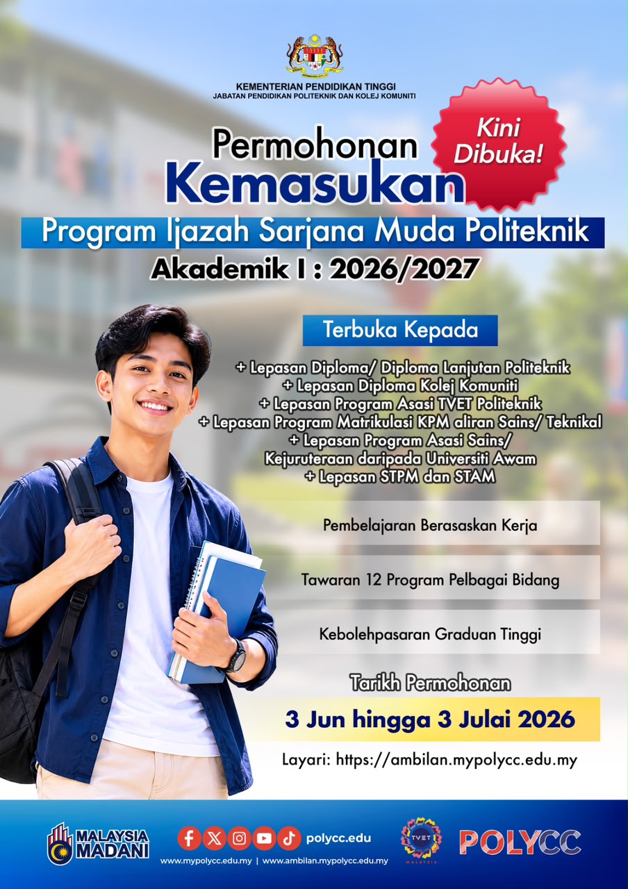 Permohonan Ijazah Sarjana Muda Politeknik Sesi 2026/2027 Kini Dibuka