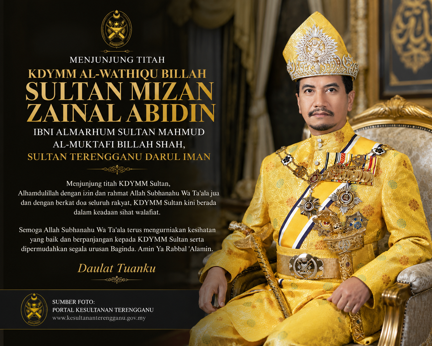 Sultan Terengganu Sihat Walafiat, Bakal Teruskan Rawatan Susulan Di Luar Negara