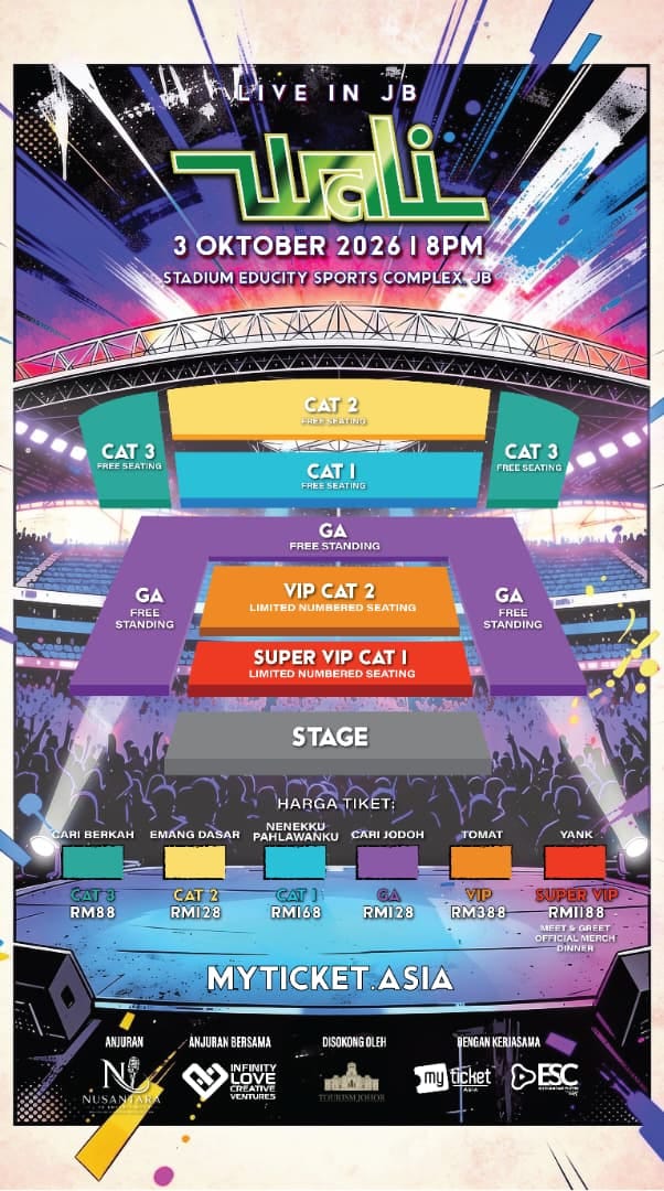 Penangan 'Cari Jodoh'! Baru Buka Jualan, 50 Peratus Tiket Konsert Wali Band Di JB 'Licin' Dalam Dua Jam