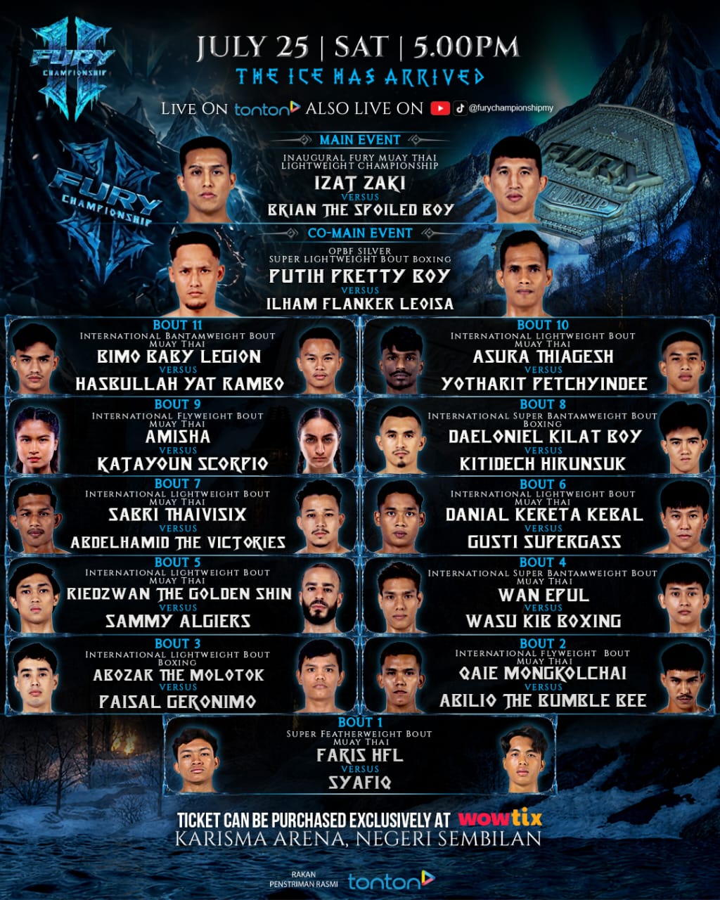 Fury Championship Vol. II: 26 Petarung 7 Negara Gegar Karisma Arena Sabtu Ini