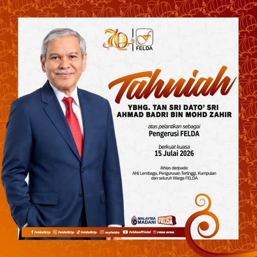 Ahmad Badri Dilantik Pengerusi Baharu FELDA, Sedia Pacu Agenda 3 Juta Warga Peneroka Ahmad Badri Dilantik Pengerusi Baharu FELDA, Sedia Pacu Agenda 3 Juta Warga Peneroka