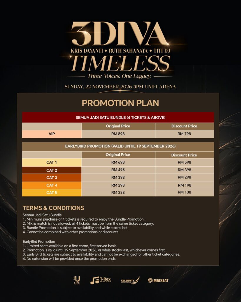 3DIVA Kembali Gegar Kuala Lumpur, Tiket TIMELESS Dijual 5 September Dengan Harga Early Bird Serendah RM138