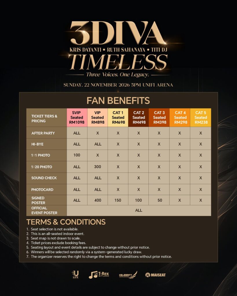 3DIVA Kembali Gegar Kuala Lumpur, Tiket TIMELESS Dijual 5 September Dengan Harga Early Bird Serendah RM138