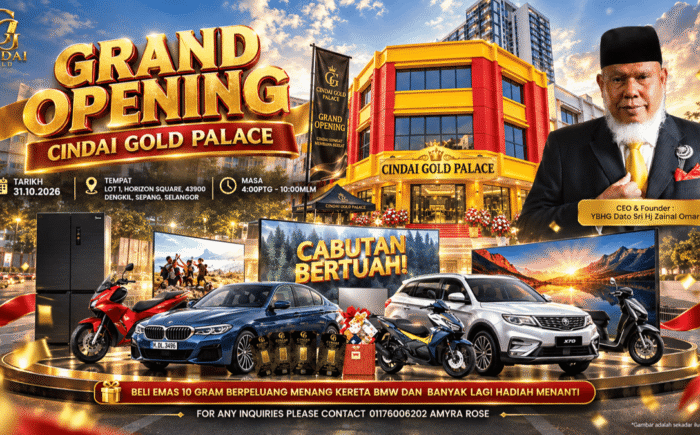 Simpan 10 Gram Emas, Menang BMW! Cindai Gold Palace Lancar Kempen Cabutan Bertuah Eksklusif